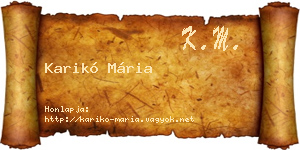 Karikó Mária névjegykártya